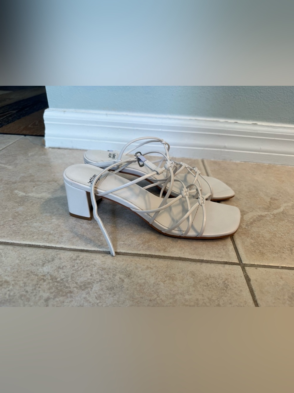Jeffrey Campbell White Strappy Knotted Heeled Sandals | Size 7.5 - Picture 3 of 11